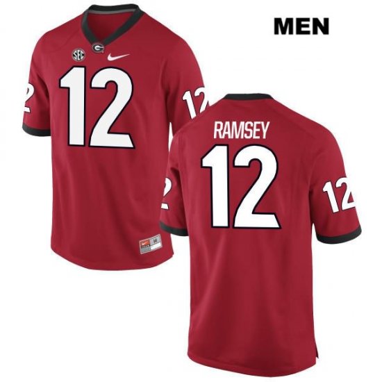 Men's Georgia Bulldogs NCAA #12 Brice Ramsey Nike Stitched Red Authentic College Football Jersey ALL6754QM